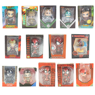 โมเดลฟิกเกอร์ Pvc อนิเมะ The Avengers The Flash Spider Man Iron Man Deadpool Groot Black Panther Doctor Strange Aquaman Q Version ของเล่นสําหรับเด็ก