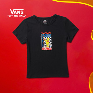 Vans เสื้อยืดแขนสั้น พิมพ์ลาย สีดํา สไตล์มินิมอล สําหรับผู้ชาย และผู้หญิง MF775