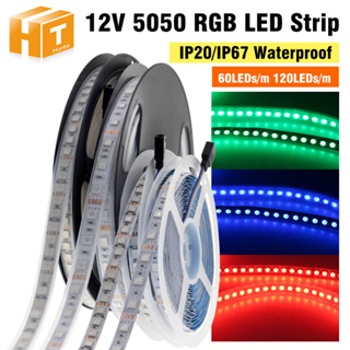 แถบไฟนีออน RGB LED 5050 DC12V 60 ดวง ต่อม. 120 ดวง ต่อม. กันน้ํา หลากสีสัน 5 ม. ต่อม้วน