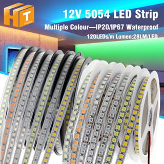 แถบไฟนีออน Led 5054 DC12V 120 ดวง ต่อม. 5 ม. ยืดหยุ่น กันน้ํา สีขาวอบอุ่น ไอซ์บลูพิงค์ RGB 5050