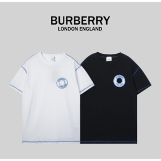 Burberr เสื้อยืดแขนสั้น ผ้าฝ้าย ปักลาย แฟชั่นสําหรับผู้ชายและผู้หญิง