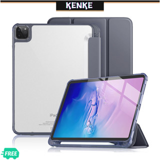 เคสไอแพด KENKE Frosted เคสแข็งพีซีใสพร้อมช่องใส่ดินสอสำหรับไอแพด 2022 Pro 11 Air 5 air 4 iPad 7 8 9 gen 2020 gen 2021 mini 6 iPad 10 generations เคส ipad Pro case เคสคุณภาพสูงคุณภาพดีขอบนิ่มซิลิโคนเคสอัจฉริยะป้องกันลายนิ้วมือ