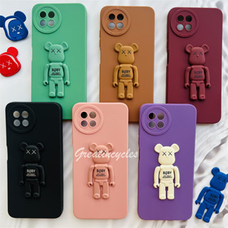 Itel S23 S665L เคสซิลิโคน TPU สีแคนดี้ ป้องกันกล้อง พร้อมที่วางโทรศัพท์ แบบพับได้ ลายหมีโหดร้าย