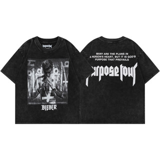 Fog FEAR OF GOD เสื้อยืดคอกลม แขนสั้น พิมพ์ลายอัลบั้ม Justin Bieber สไตล์วินเทจ เรโทร ฤดูร้อน สําหรับผู้หญิง