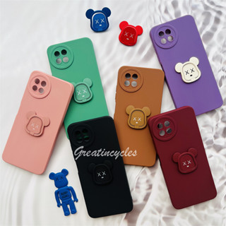 Itel S23 S665L เคสโทรศัพท์มือถือ TPU นิ่ม เนื้อแมตต์ บางมาก พกพาง่าย พร้อมแหวนขาตั้ง รูปหมีโหด สีแคนดี้ สําหรับกล้อง