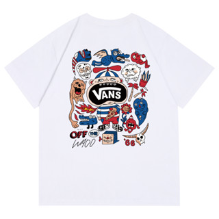 Vans เสื้อยืดคอกลม แขนสั้น ผ้าฝ้าย พิมพ์ลายกราฟฟิติ ทรงหลวม แฟชั่นสําหรับผู้ชาย และผู้หญิง