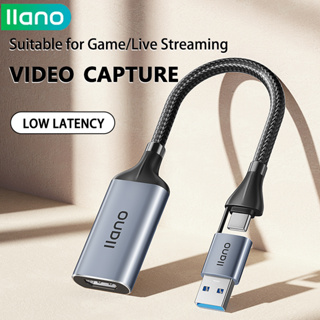 Llano 2 in 1 อุปกรณ์บันทึกวิดีโอเกม USB Type-C 1080P 4K HDMI เป็น USB Type-C สําหรับไลฟ์สตรีมมิ่ง เกม กล้อง