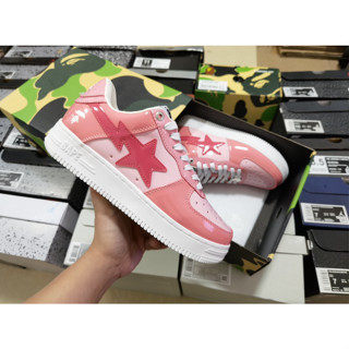 Bathing APE STA COMBO รองเท้าหนังลําลอง แฟชั่นสําหรับผู้ชาย และผู้หญิง สีชมพู