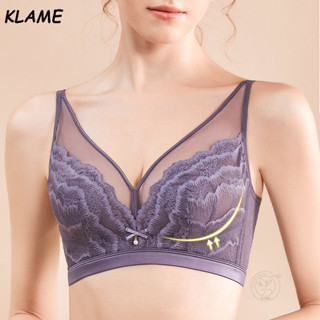 Klame ชุดชั้นใน บราเล็ตต์ บราเซียร์ ยางพารา บางมาก คอวี ระบายอากาศ เซ็กซี่ คัพ BC หน้าอกใหญ่ ขนาดเล็ก สวยหรู สําหรับผู้หญิง KLM343