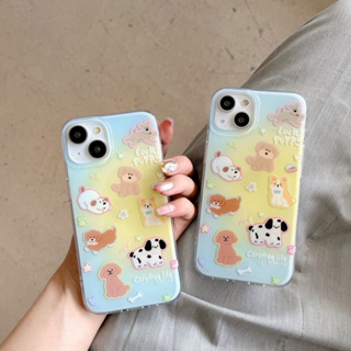 ใหม่ เคสโทรศัพท์มือถือ PC แข็ง ป้องกัน แบบเต็มจอ ลายการ์ตูนลูกสุนัขน่ารัก สําหรับ iPhone 14 Pro max case 13 Pro max 12 Pro max 14 Pro 13 Pro 12 Pro 11 12 13 14