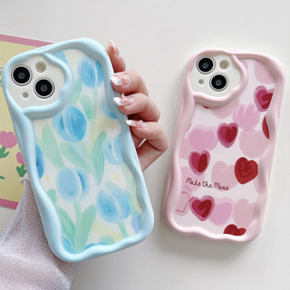 เคส OPPO a78 a17 a17k a77 a77s a57 2022 Reno8z Reno8 Reno7z Reno7 A15 A96 A12 A9 2020 a96 A76 A55 A74 A5S A3S A15s A94 A16 A53 A9 A5 2020 A54 A7 A31 A92 A33 A36 Reno4 Reno5 Reno6z เคส OPPO ขอบครีม ดอกทิวลิป เคสโทรศัพท์มือถือ