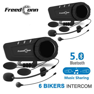 Tansi 2pcs New Freedconn KY Pro ชุดหูฟังบลูทูธ 5.0 KY PRO วิทยุ FM กันน้ํา 1000 ม. 6 ไรเดอร์ สําหรับหมวกกันน็อครถจักรยานยนต์