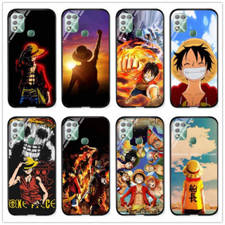 เคสโทรศัพท์มือถือกระจกนิรภัย แบบแข็ง กันกระแทก ลายการ์ตูนอนิเมะ One Piece Luffy Zoro สําหรับ Infinix Hot 10 play Hot 11 play Hot 10