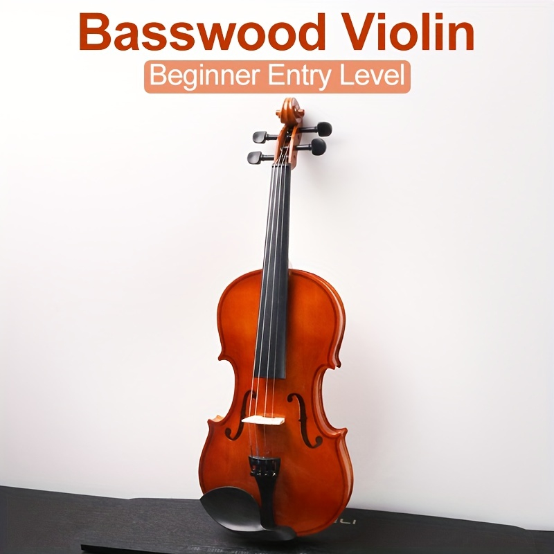 ไวโอลิน 4/4 สําหรับผู้เริ่มต้นเล่น ผู้ใหญ่ Wood Violin อุปกรณ์ครบชุด