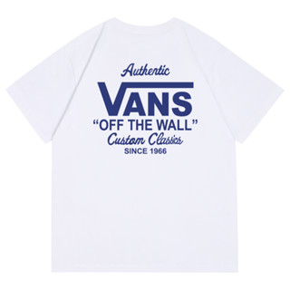 Vans เสื้อยืดแขนสั้น ผ้าฝ้าย สีพื้น สําหรับผู้ชายและผู้หญิง