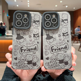 เคสโทรศัพท์มือถือหนังแกะ กันกระแทก ลายหมี เสือน่ารัก สําหรับ iPhone 12 12 pro 12 pro max 13 13 pro 13 pro max 14 14 plus 14 pro 14 pro max