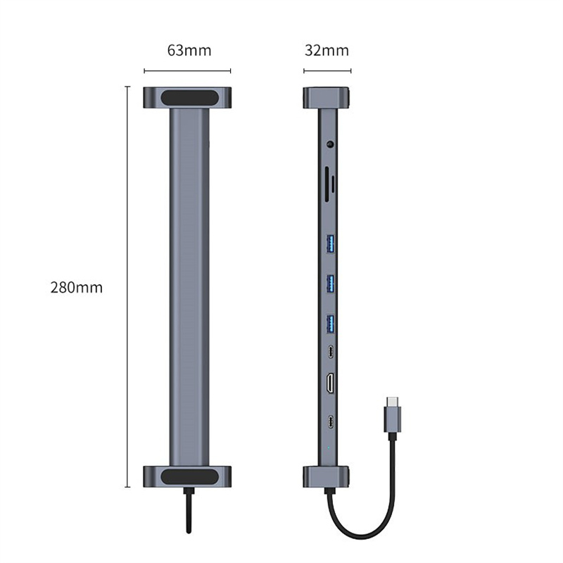 10 in1 แท่นวาง USB C พร้อมฐานวางแล็ปท็อป HDMI 4K@30Hz 3*USB 3.0 PD 100W 100M การ์ดรีดเดอร์อีเธอร์เน็ต SD TF สําหรับโน้ตบุ๊ก Mac