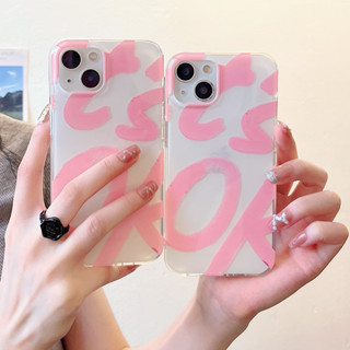 เคสโทรศัพท์มือถือ กันกระแทก สองด้าน ลาย IMD สีชมพู สําหรับ Apple IPhone 14 13 12 11 Pro Max