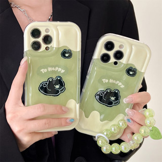 เคสโทรศัพท์มือถือ TPU แบบนิ่ม ลายหมี ประดับมุก สําหรับ iphone 14 Pro Max 13 Pro Max 12 Pro Max