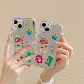 เคสโทรศัพท์มือถือ แบบกระจก ลายหมีสตรอเบอร์รี่ สําหรับ iPhone 14 Pro Max 13 Pro Max