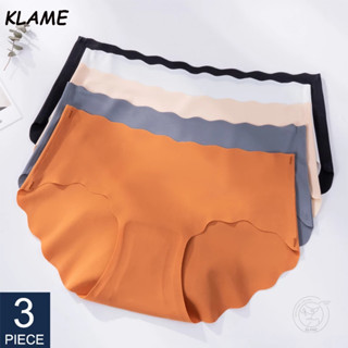 Klame กางเกงชั้นใน ผ้าเรยอน ไร้รอยต่อ ใส่สบาย เซ็กซี่ สีพื้น สําหรับผู้หญิง KLM406 3 ชิ้น ต่อชุด