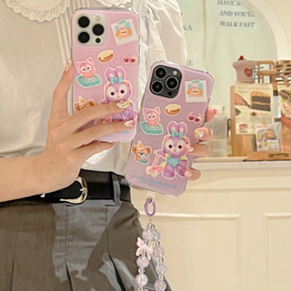 เคสโทรศัพท์มือถือ ซิลิโคนนุ่ม การ์ตูน StellaLou น่ารัก พร้อมสายโซ่คล้อง สีม่วง สําหรับ iPhone 14Pro max case 13Pro max 12Pro max 14Pro 13Pro 12Pro 11 12 13 14 case