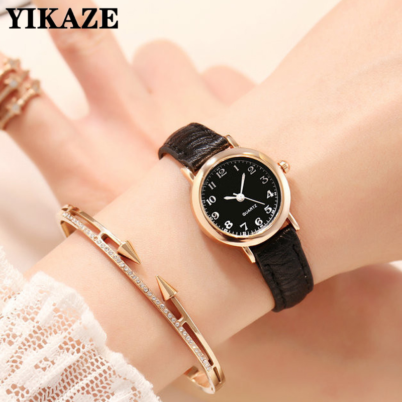 ผู้หญิงรอบควอตซ์นาฬิกา Retro Ultra-thin ขนาดเล็กนาฬิกาสายหนัง Faux Casual นาฬิกา Jam Tangan Wanita Prempuan