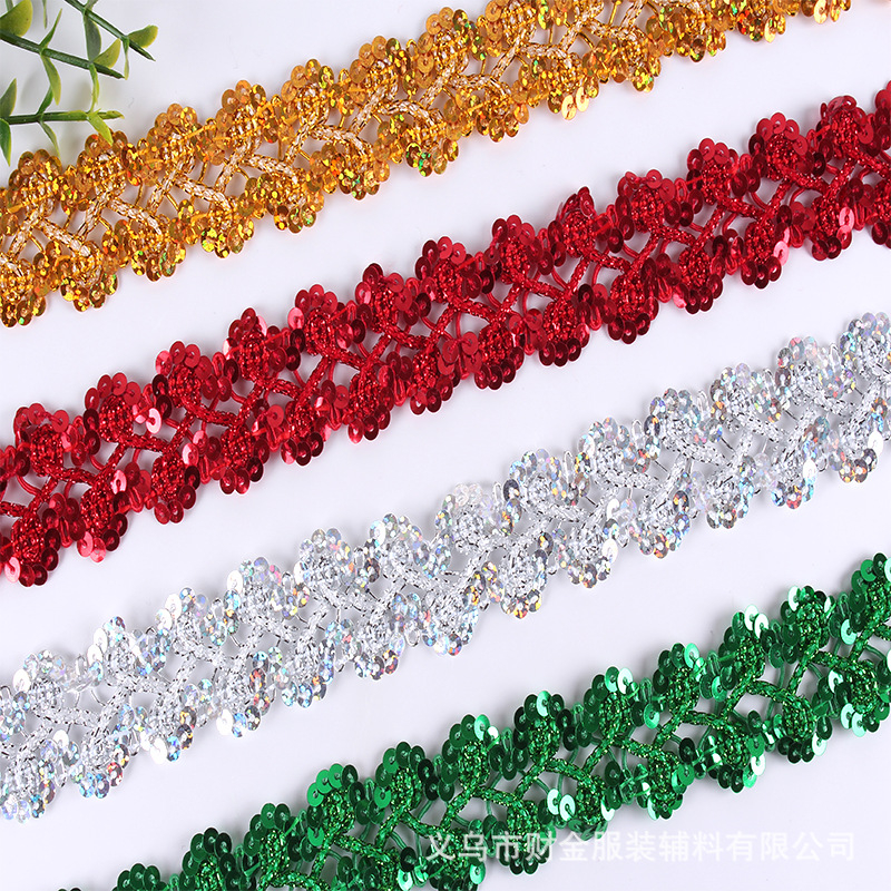 ผ้าลูกไม้ ประดับเลื่อม สีทอง สีเงิน สําหรับตกแต่งเสื้อผ้า