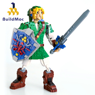 Buildmoc โมเดลฟิกเกอร์ The Legend of Zelda Link และ Master Sword and Hylian Shield ของเล่นเสริมการศึกษา สําหรับเด็ก และผู้ใหญ่ 552 ชิ้น MOC-90299