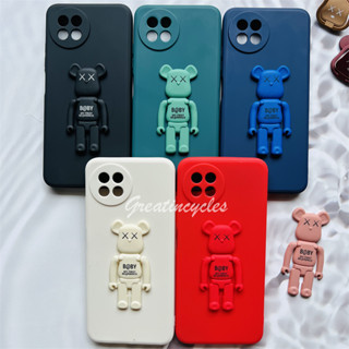 Itel S23 S665L เคสโทรศัพท์ ขอบซิลิโคน TPU นิ่ม เนื้อแมตต์ สีพื้น พร้อมขาตั้งโทรศัพท์มือถือ รูปหมีโหดร้าย