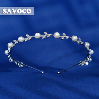 Savoco ที่คาดผม ประดับมุก ใบไม้ สไตล์เกาหลี วินเทจ เครื่องประดับแฟชั่น สําหรับผู้หญิง SH052