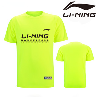 Li Ning เสื้อกีฬาแบดมินตัน แขนสั้น แบบยืดหยุ่น แห้งเร็ว น้ําหนักเบา สําหรับผู้ชาย และผู้หญิง