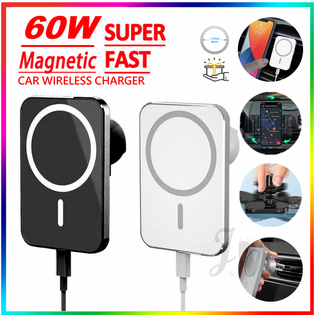ที่ชาร์จโทรศัพท์ในรถยนต์ แบบไร้สาย 60W สําหรับ Android และ IPhone 14 13 12 Pro Max Samsung Xiaomi Huawei