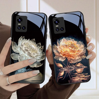 เคสโทรศัพท์มือถือแบบแก้ว ลายดอกบัว Diy สําหรับ Vivo Y93 Y15 Y17 Y19 Y11 Y51 Y66 Y79 Y81 Y83 Y97 Y50 Y55 V11 V11i V15 pro V17 V19 V20 V20se V21