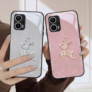 เคสโทรศัพท์มือถือแบบแก้ว ลายกวาง ประดับมุก Diy สําหรับ xiaomi Redmi K40 9T 10C 9A 9C 10A 9 8 Note 11 Pro 11s 10s 10 9s 8 Pro 7 8T K30 Pro K20 K40