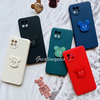 Itel S23 S665L เคสซิลิโคนนิ่ม เนื้อแมตต์ ขอบตรง ปิดด้านหลัง พร้อมแหวนตั้งโทรศัพท์ รูปหมีโหด แบบพกพา บางพิเศษ