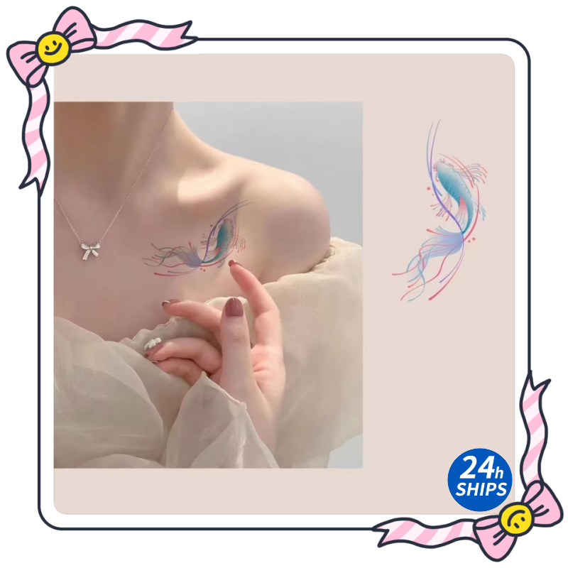 สติกเกอร์รอยสักชั่วคราว รูปปลาทองเซ็กซี่ กันน้ํา