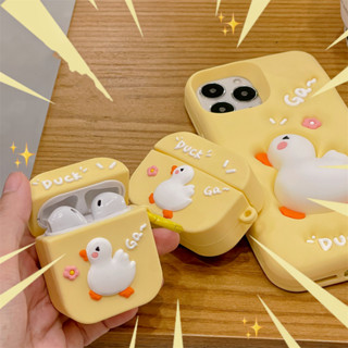 เคสหูฟัง ลายเป็ดสีเหลือง สําหรับ Apple AirPods Pro2 Pro AirPods 1 2 AirPods 3