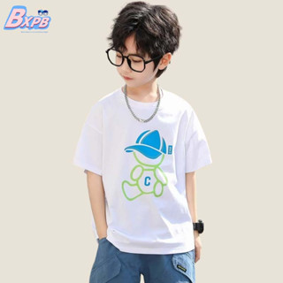 Bxpb เสื้อยืดลําลอง ผ้าฝ้าย แขนสั้น ระบายอากาศ ทรงหลวม ลายการ์ตูน ใส่สบาย เหมาะกับฤดูร้อน สําหรับเด็กผู้ชาย 100-160 ซม.