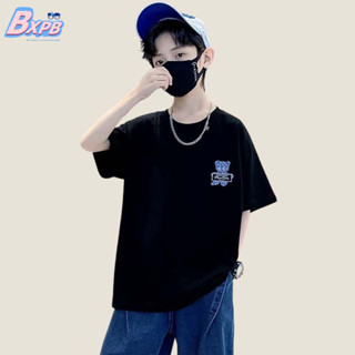 Bxpb เสื้อยืดลําลอง ผ้าฝ้าย แขนสั้น ระบายอากาศ ทรงหลวม ใส่สบาย แฟชั่นฤดูร้อน สําหรับเด็กผู้ชาย 100-160 ซม.