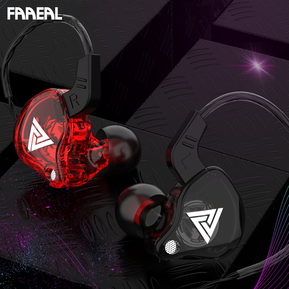 FAAEAL QKZ AK6 หูฟังแบบมีสายพร้อมไมโครโฟนกีฬาวิ่งหูฟังซับวูฟเฟอร์ชุดหูฟังสเตอริโอกีฬาหูฟัง