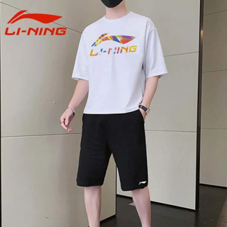 ใหม่ Li Ning เสื้อกีฬาแขนสั้นลําลอง ผ้าฝ้าย ระบายอากาศได้ดี แห้งเร็ว เหมาะกับฤดูร้อน สําหรับผู้ชาย 2023