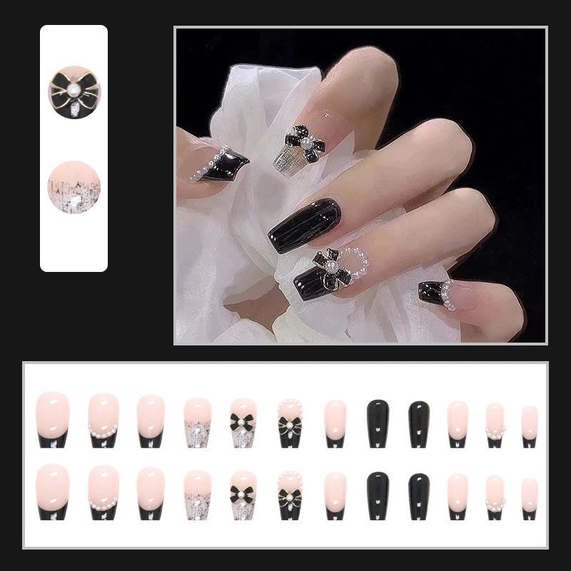 เล็บปลอม French Nail 24 ชิ้น พร้อมกาวอะคริลิค Full Nail thumbnail 7
