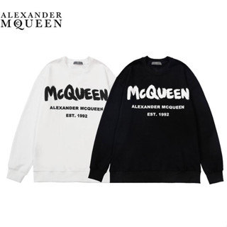 Alexander Mcqueen เสื้อกันหนาว คอกลม ผ้าฝ้าย พิมพ์ลาย มีสไตล์ สําหรับผู้ชาย ผู้หญิง