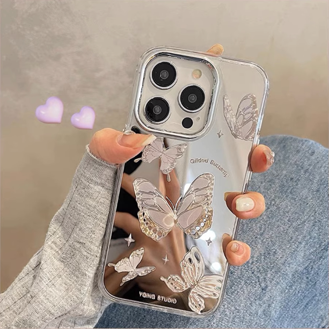 เคสไอโฟน 17/16/15/14/13/12/11 Pro max butterfly mirror Compatible Case iPhone 11,12,13,14,15,16,11PM