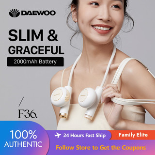 Daewoo พัดลมติดคอ แบบพกพา ชาร์จแบตเตอรี่ 13 ชั่วโมง F36