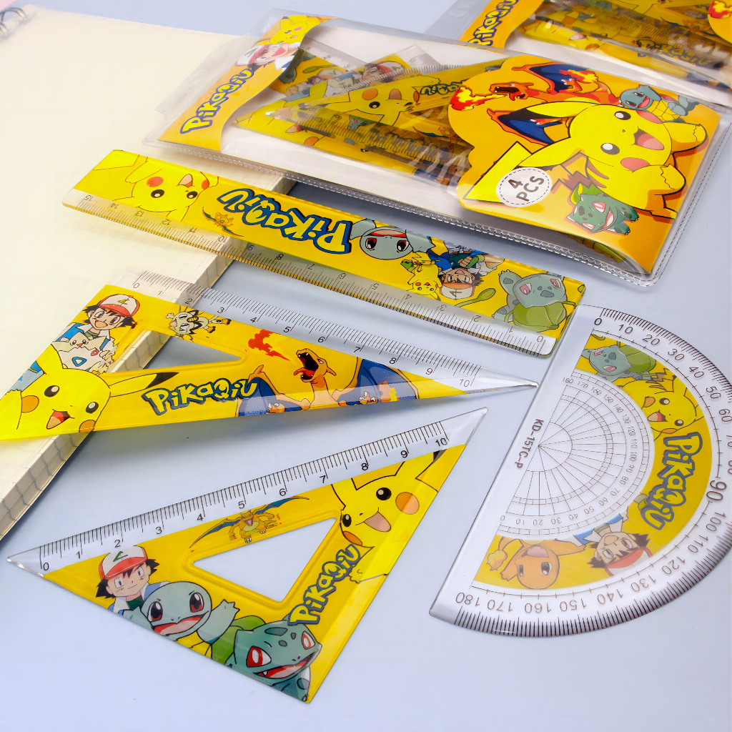 ชุดไม้บรรทัด ทรงสามเหลี่ยม ลายการ์ตูน ขนาด 15 ซม. สําหรับนักเรียน 4 ชิ้น WJ005