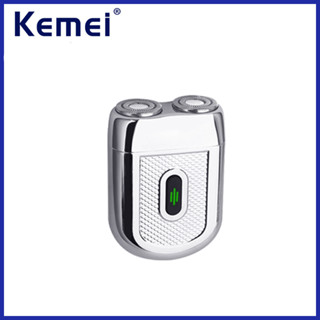 Kemei เครื่องโกนหนวดไฟฟ้า ใบมีดแม่เหล็ก Type-c แบบพกพา ขนาดเล็ก ชาร์จไฟได้ สําหรับเดินทาง