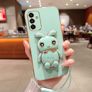 เคสโทรศัพท์มือถือแบบนิ่ม กันกระแทก ลายกระต่าย พร้อมสายคล้อง สําหรับ Samsung Galaxy A04 A04S A03S A02S A02 A03 Core A20S