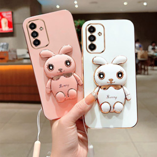 เคส Samsung Galaxy A31 A51 A71 A10 A20 A30 A50 A70 A10S เคสโทรศัพท์ ชุบนิ่ม กันกระแทก พร้อมที่จับกระต่าย + สายคล้อง